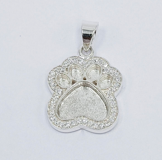Halo Paw Pendant with Chain - 18 mm Paw Sterling Silver