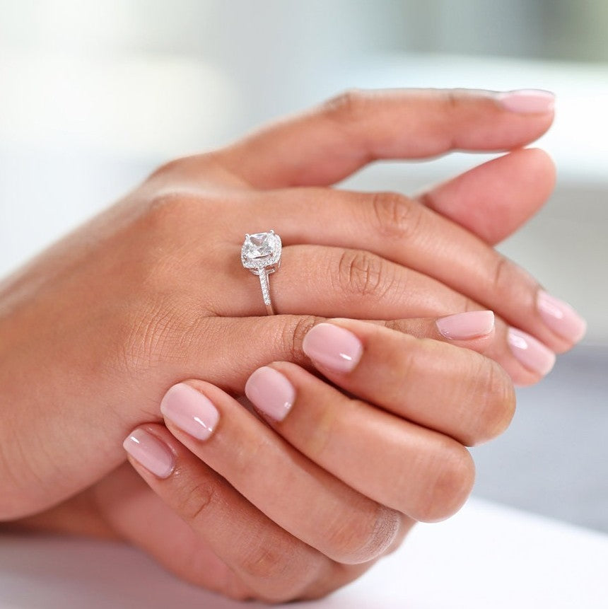 Heavenly Hidden Cushion Halo Ring