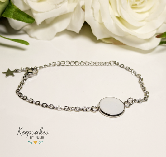 Stainless steel bracelet 12 mm stone - 5.5-7.5 inches long