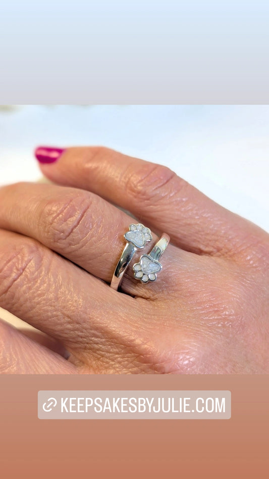 Dainty Double Paw Ring - 6 mm Paws