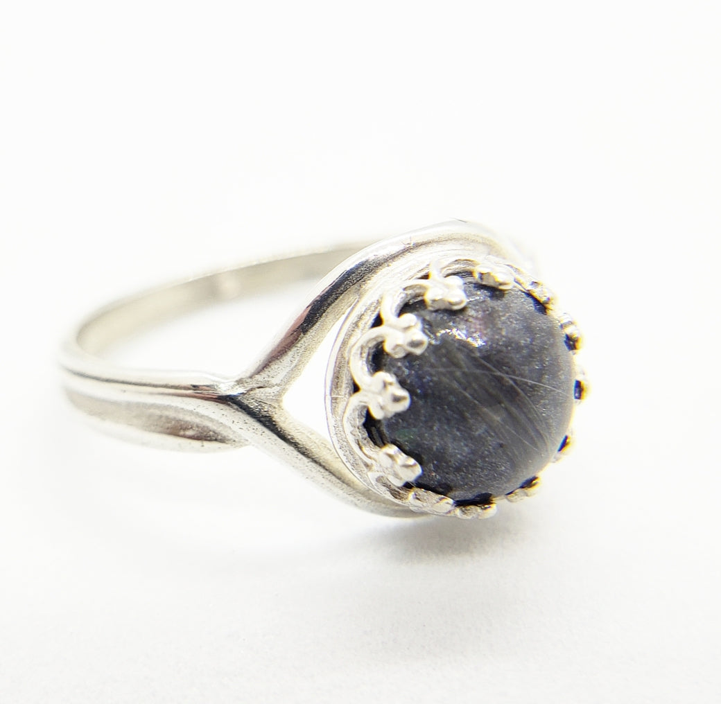8 mm Stone Sterling Silver Crown Ring