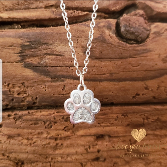 Paw Print Pendant with Chain - 14 mm Stainless Steel