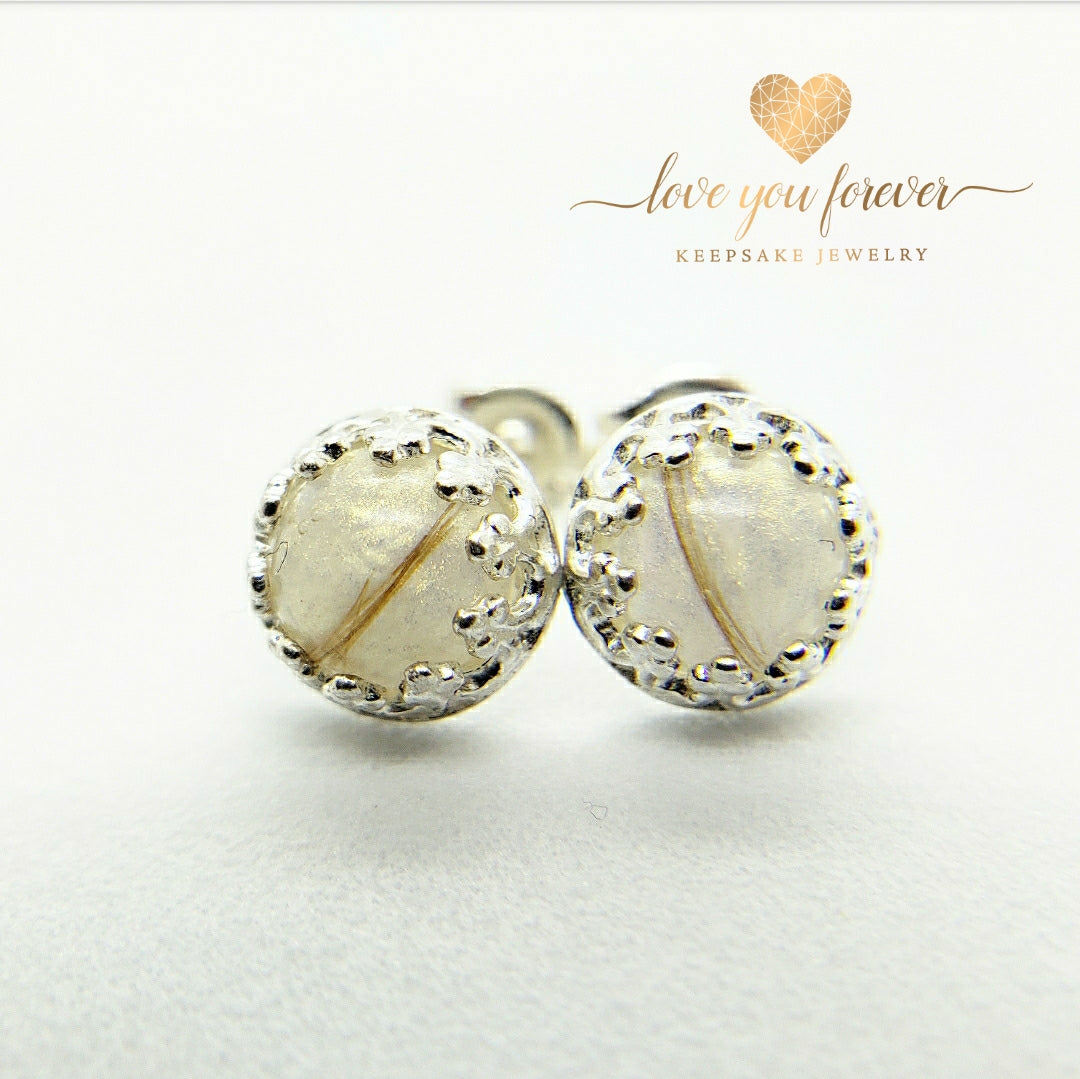 6mm Sterling Silver Crown Earrings