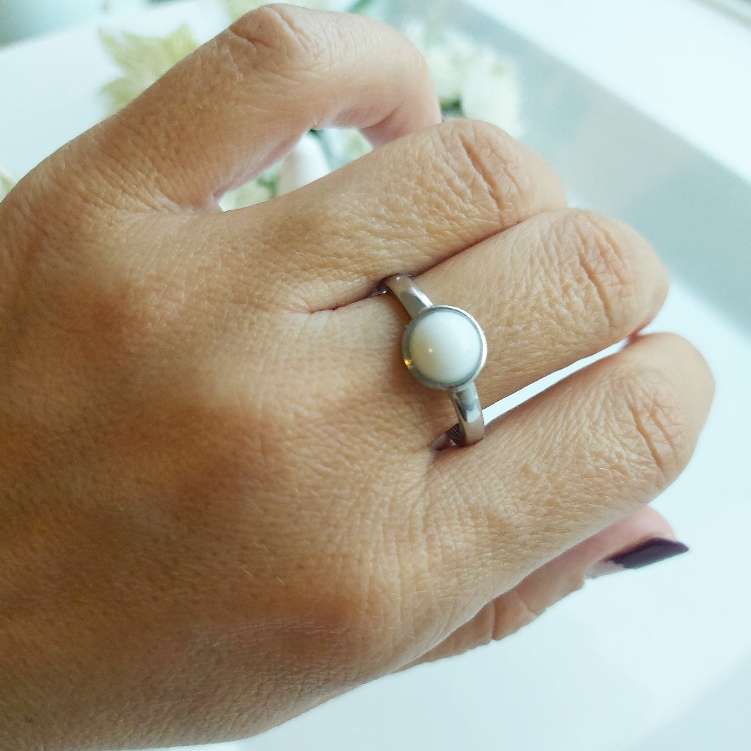 8 mm stone sterling silver ring