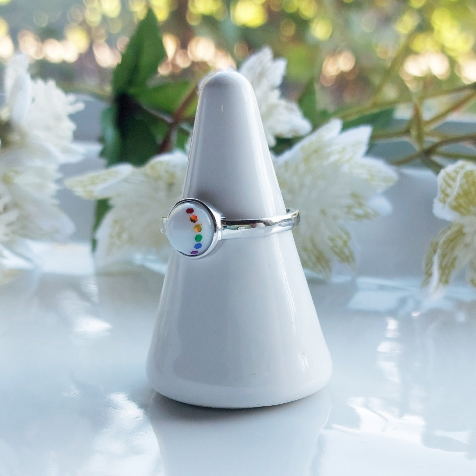 8 mm stone sterling silver ring