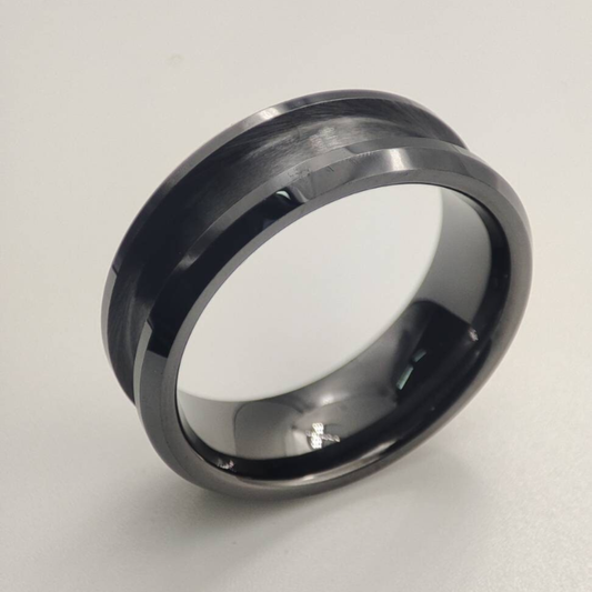 Black 8mm Ceramic Channel ring