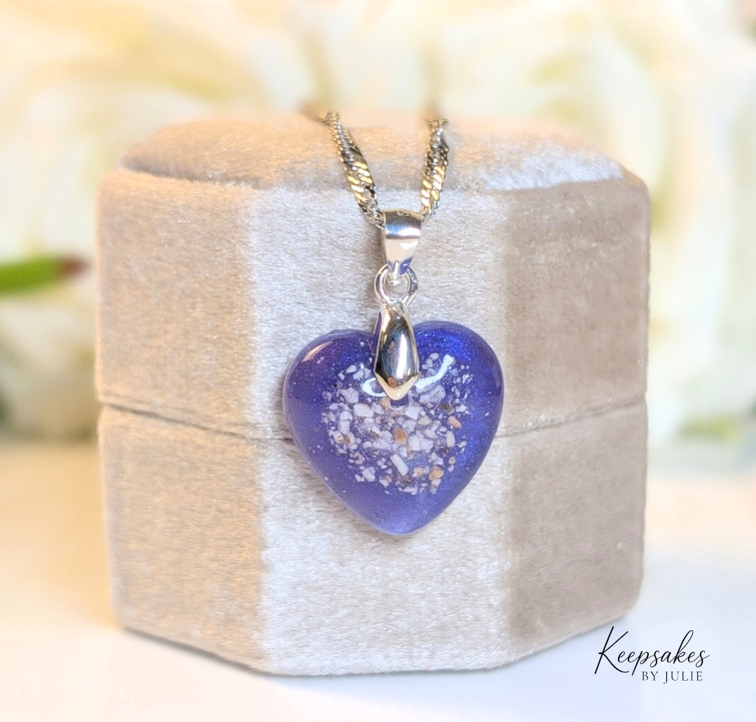 Love you Forever Heart Pendant with Chain - 18x18mm Heart - Sterling Silver Bail