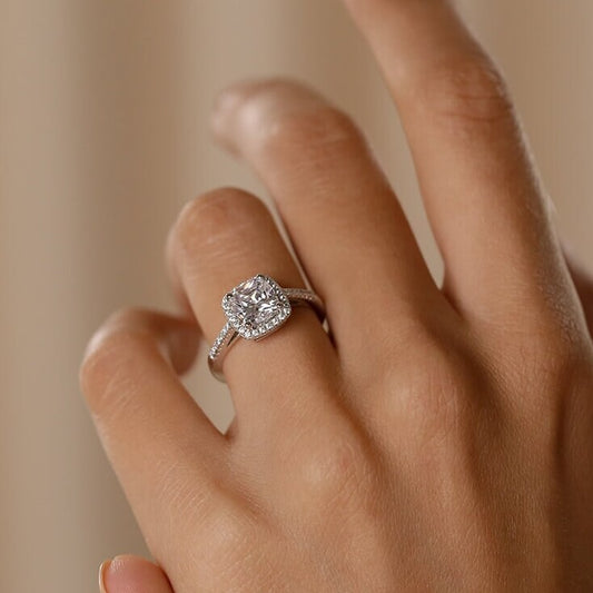 Heavenly Hidden Cushion Halo Ring