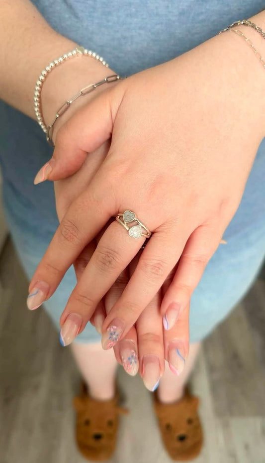 Double Heart ring - 6mm hearts