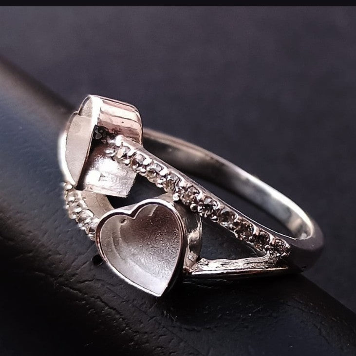 Double Heart Pavé Ring - 6mm Hearts