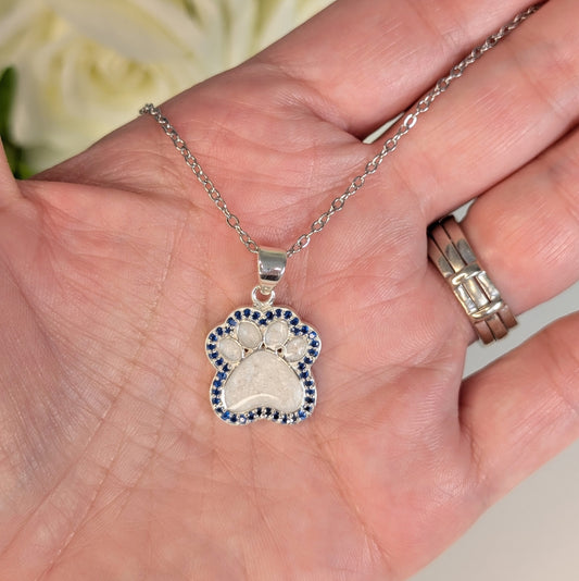 Halo Paw Pendant with Chain - 18 mm Paw Sterling Silver