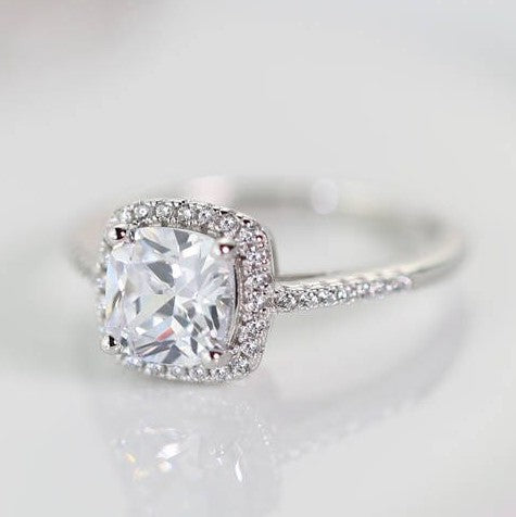Heavenly Hidden Cushion Halo Ring