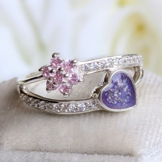 Birthstone Flower ring - 6mm Heart