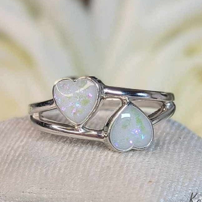 Double Heart ring - 6mm hearts