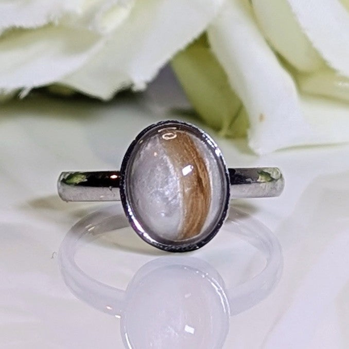 Oval Keepsake ring - 8x10 mm Stainless Steel