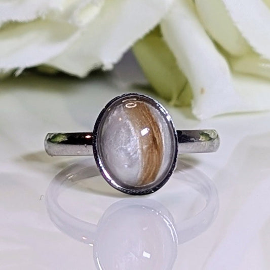 Oval Keepsake ring - 8x10 mm Stainless Steel