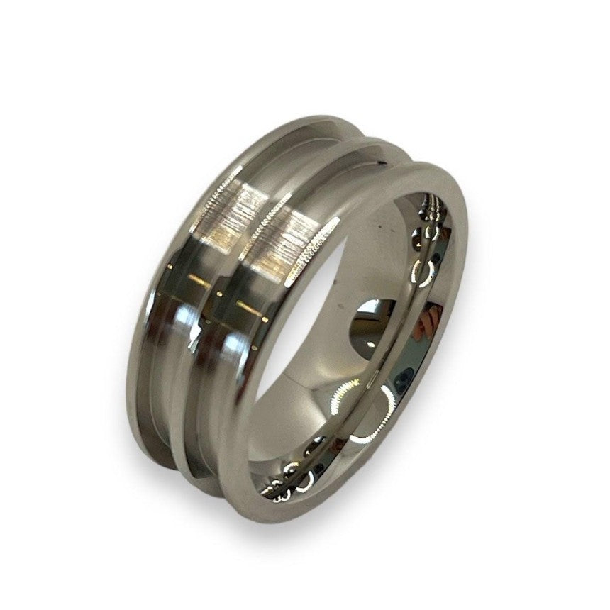 Stainless steel 8mm Double Channel ring