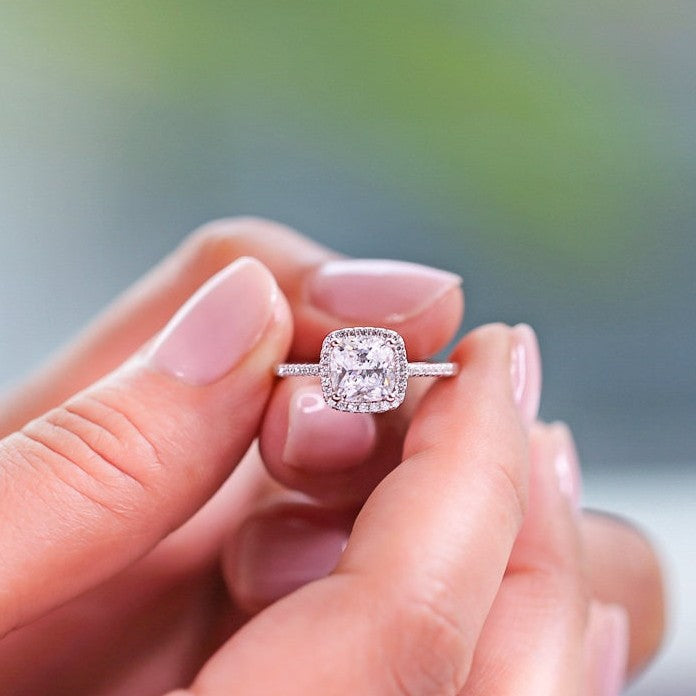 Heavenly Hidden Cushion Halo Ring