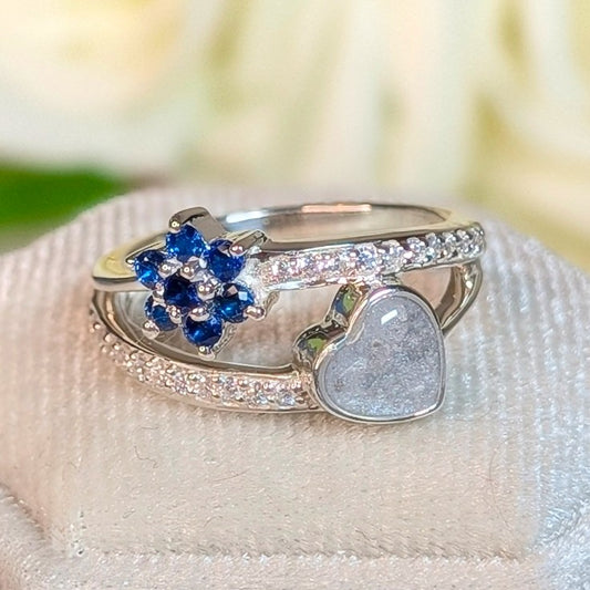 Birthstone Flower ring - 6mm Heart