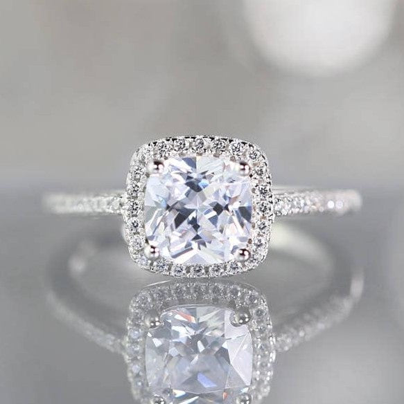 Heavenly Hidden Cushion Halo Ring