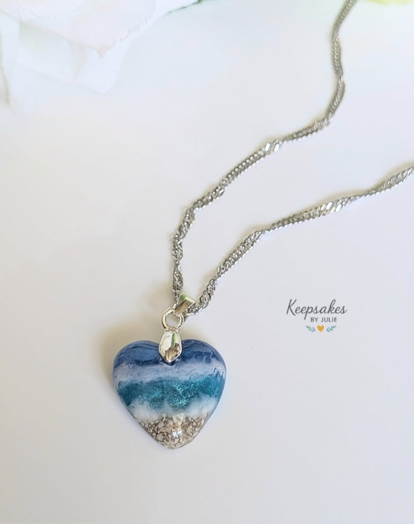 Love you Forever Heart Pendant with Chain - 18x18mm Heart - Sterling Silver Bail