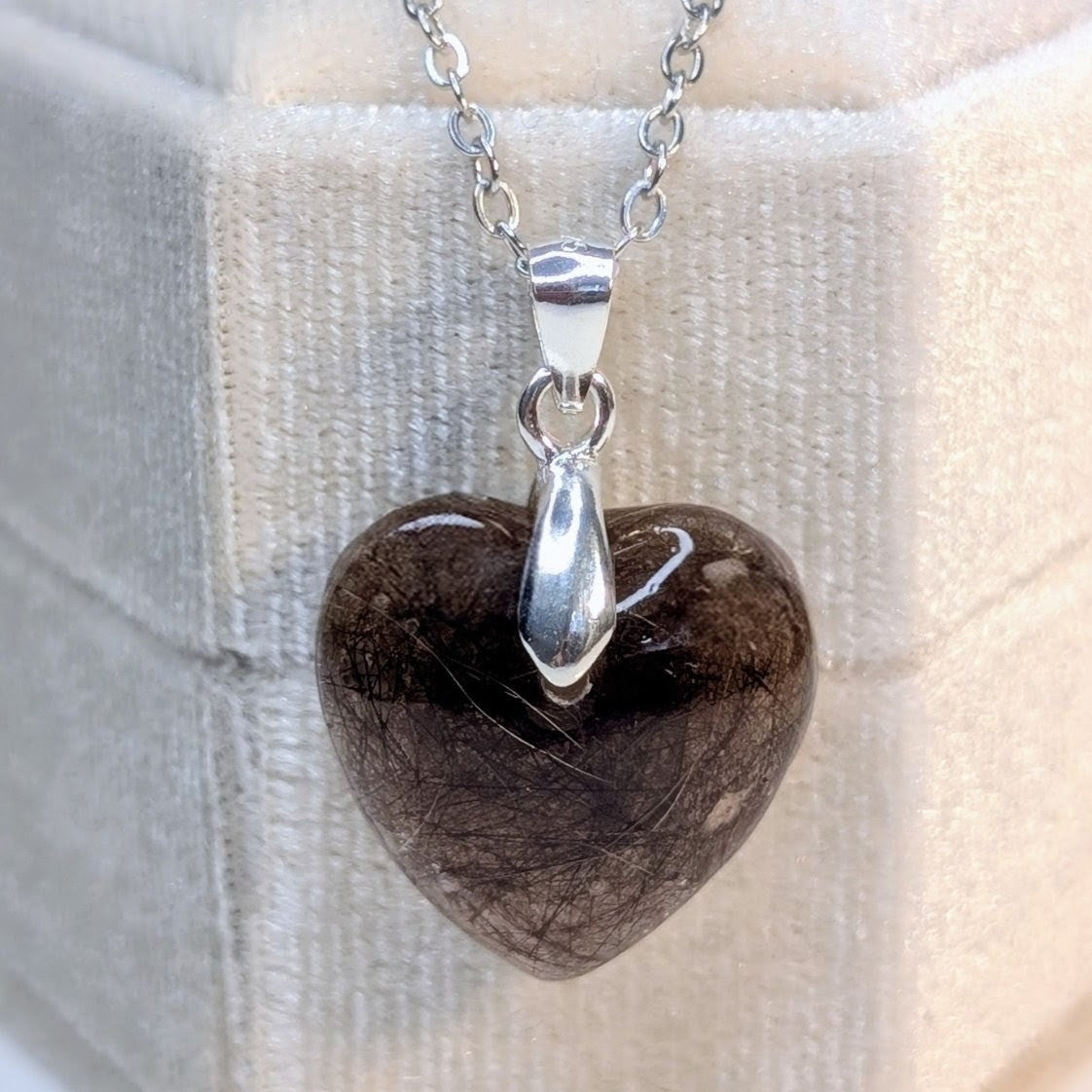 Love you Forever Heart Pendant with Chain - 18x18mm Heart - Sterling Silver Bail