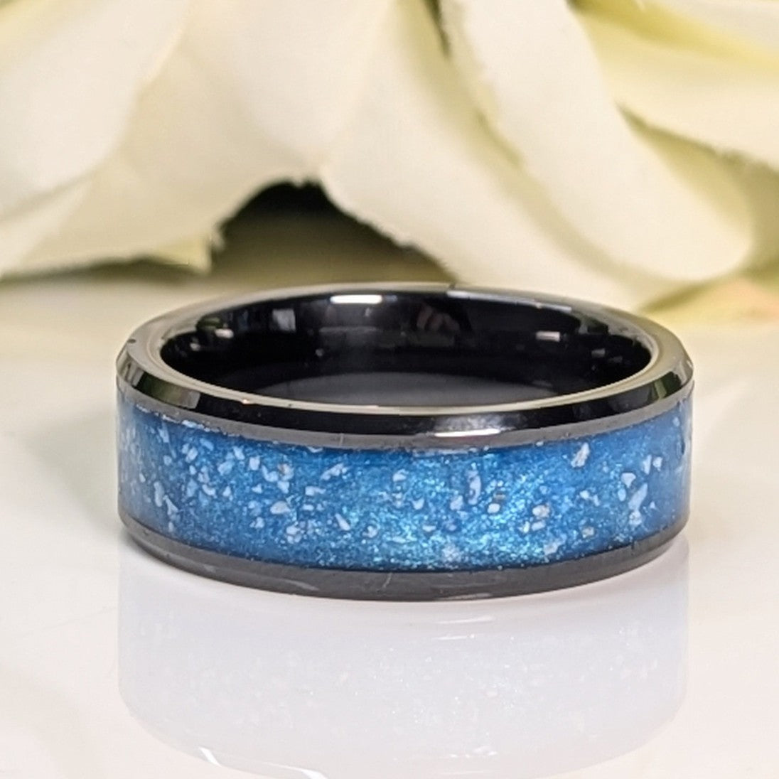 Black 8mm Ceramic Channel ring
