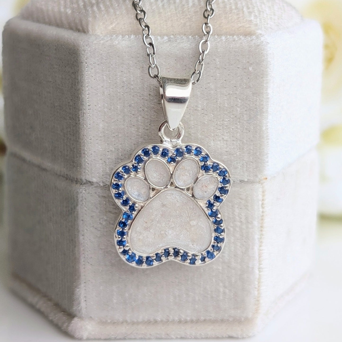 Halo Paw Pendant with Chain - 18 mm Paw Sterling Silver