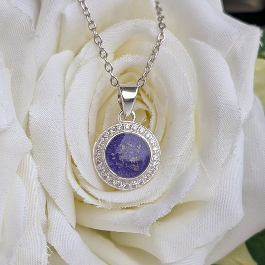 Round Halo Pendant with Chain - 8mm bezel