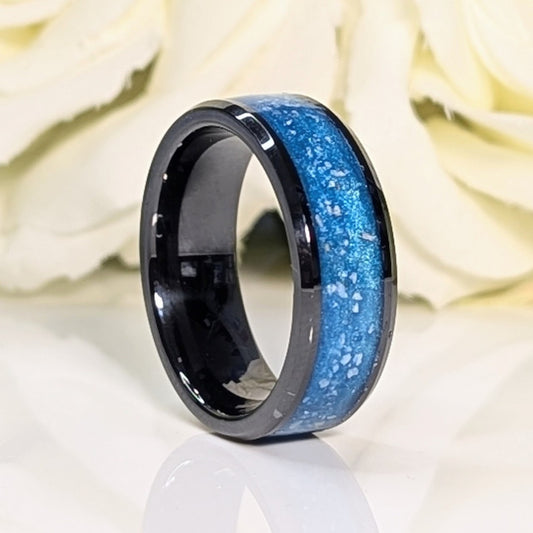 Black 8mm Ceramic Channel ring