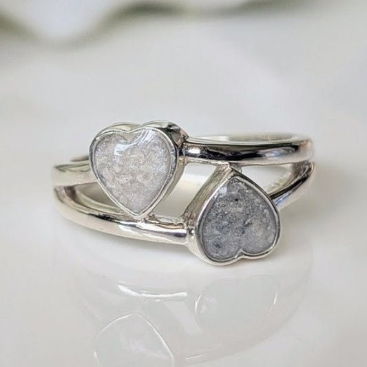 Double Heart ring - 6mm hearts