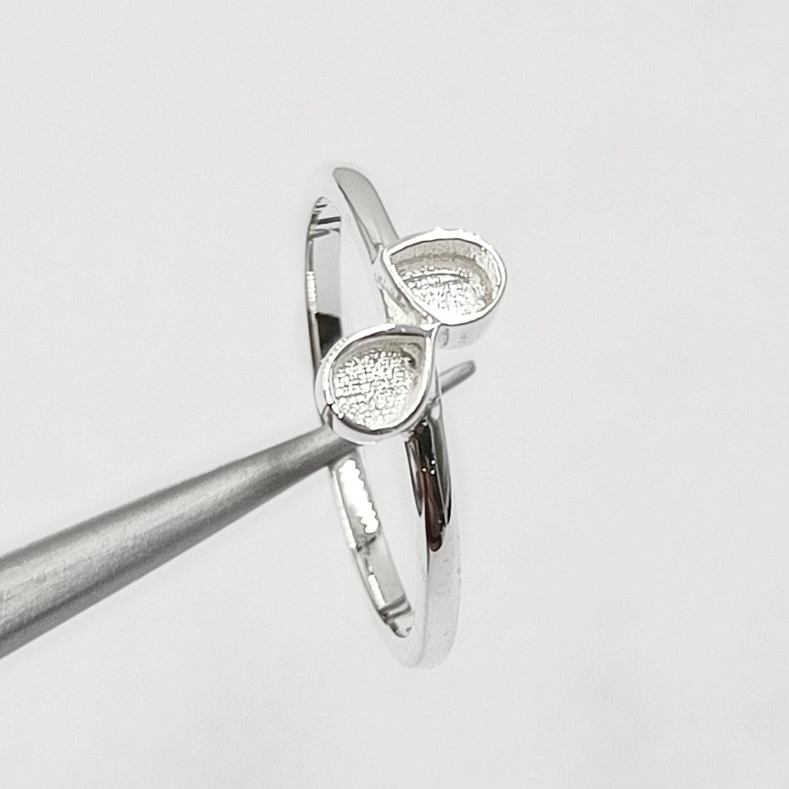 Dainty Double Pear Ring - 3x4 mm Pear Shape