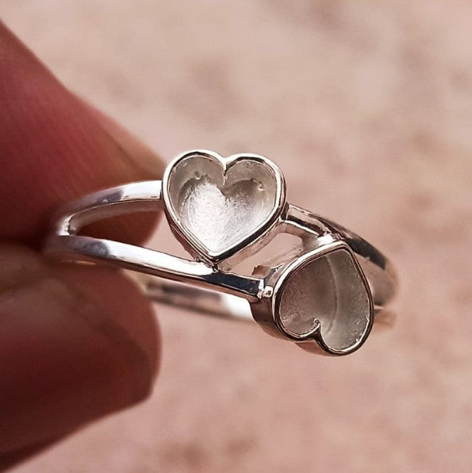 Double Heart ring - 6mm hearts