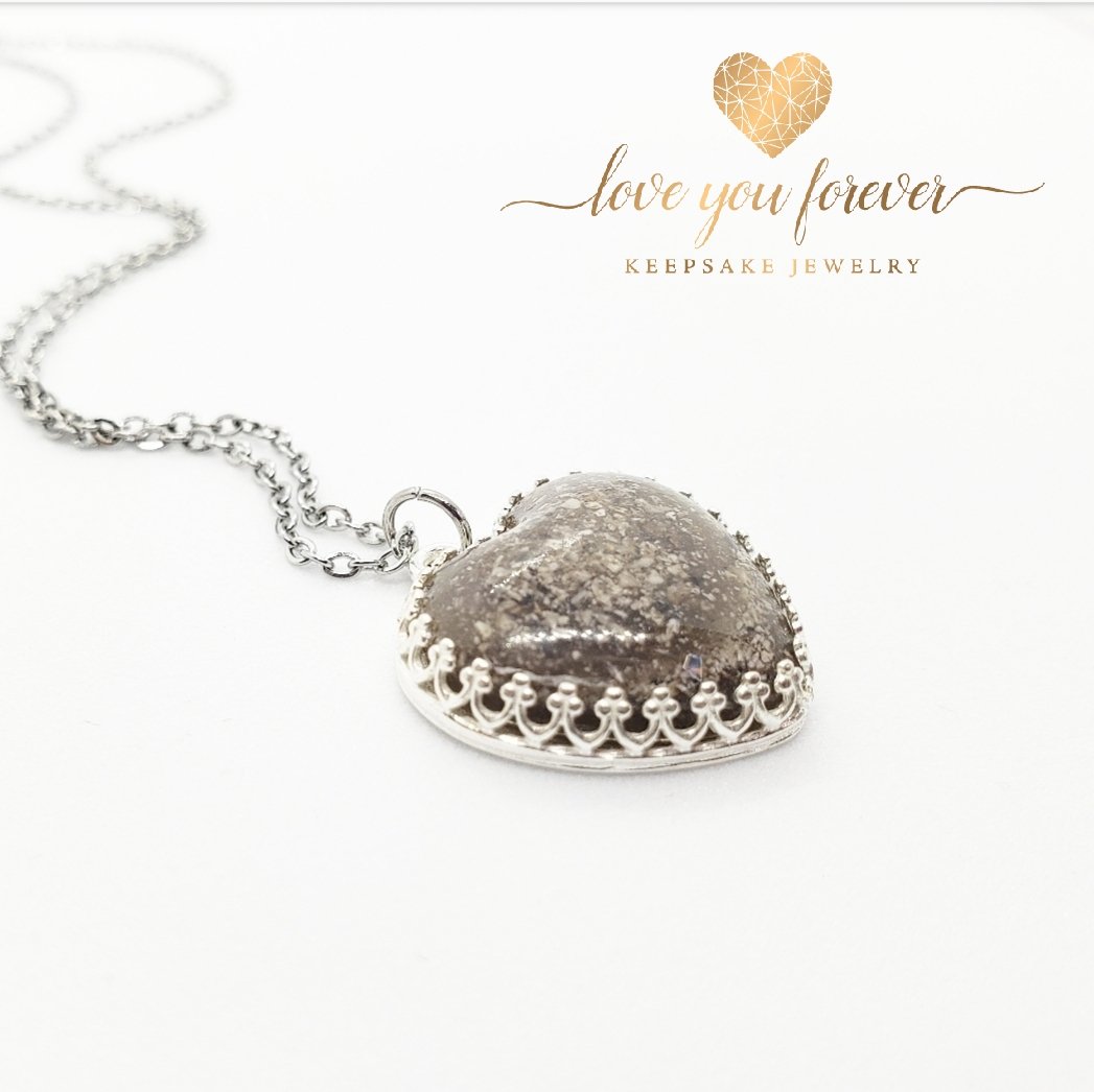 18 mm Sterling Silver Crown Heart Pendant