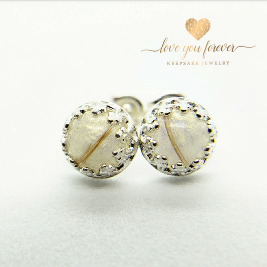 6mm Sterling Silver Crown Earrings