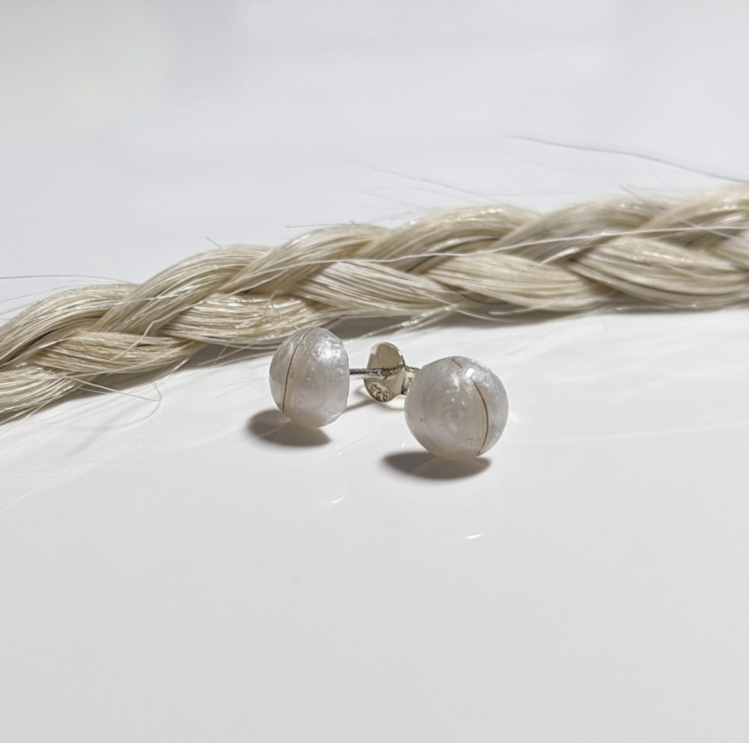 Half Pearl Earrings - 8 mm Sterling Silver posts